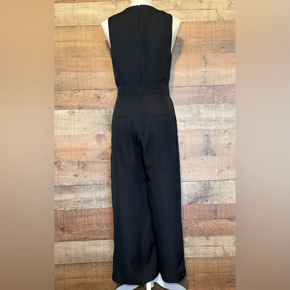 🌻 H&M Black Sleeveless Wide Leg Tie Waist Romper Jumpsuit* size Small - Picture 5 of 10